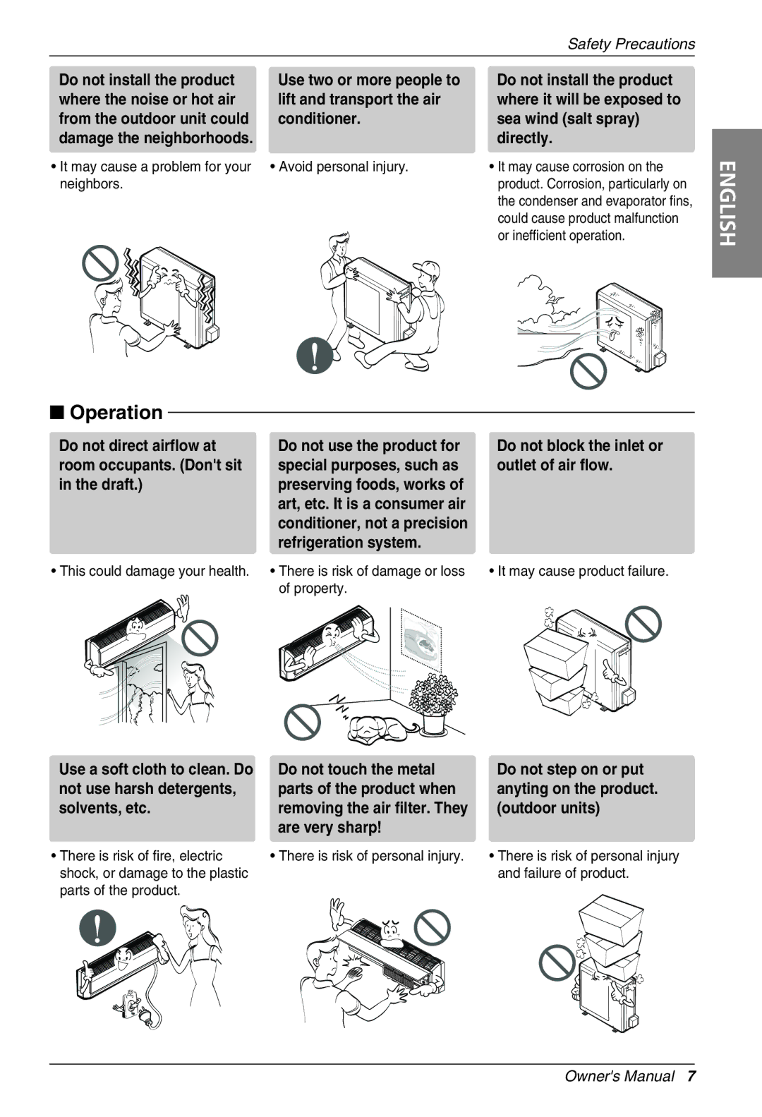 Beko LG-BKE7650 D, LG-BKE7700 D Do not install the product, Do not block the inlet or outlet of air flow, Solvents, etc 