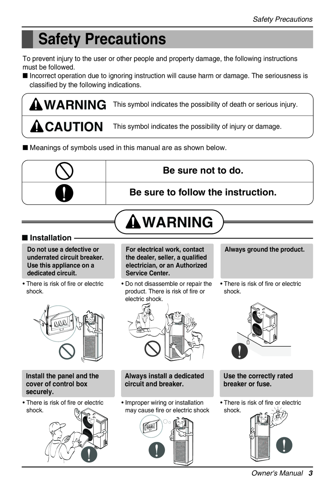 Beko LG-BKE 9300 D There is risk of fire or electric shock, Always ground the product, Improper wiring or installation 