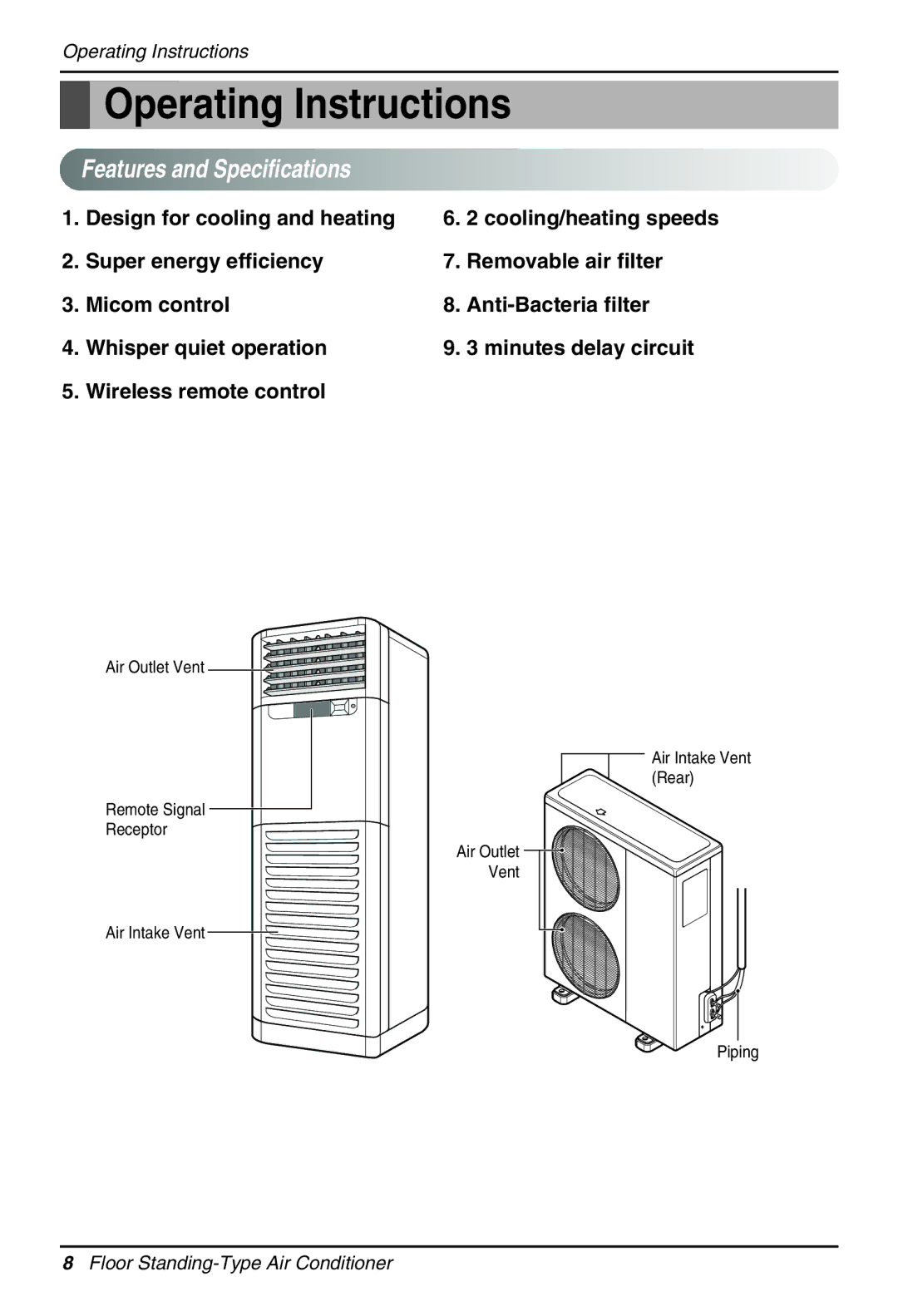 Beko LG-BKE 9300 D owner manual Operating Instructions, Features and Specifications 