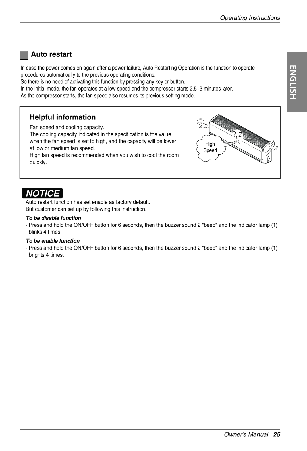 Beko LG-BKE 7800D owner manual Auto restart, Helpful information, English, Operating Instructions, To be disable function 