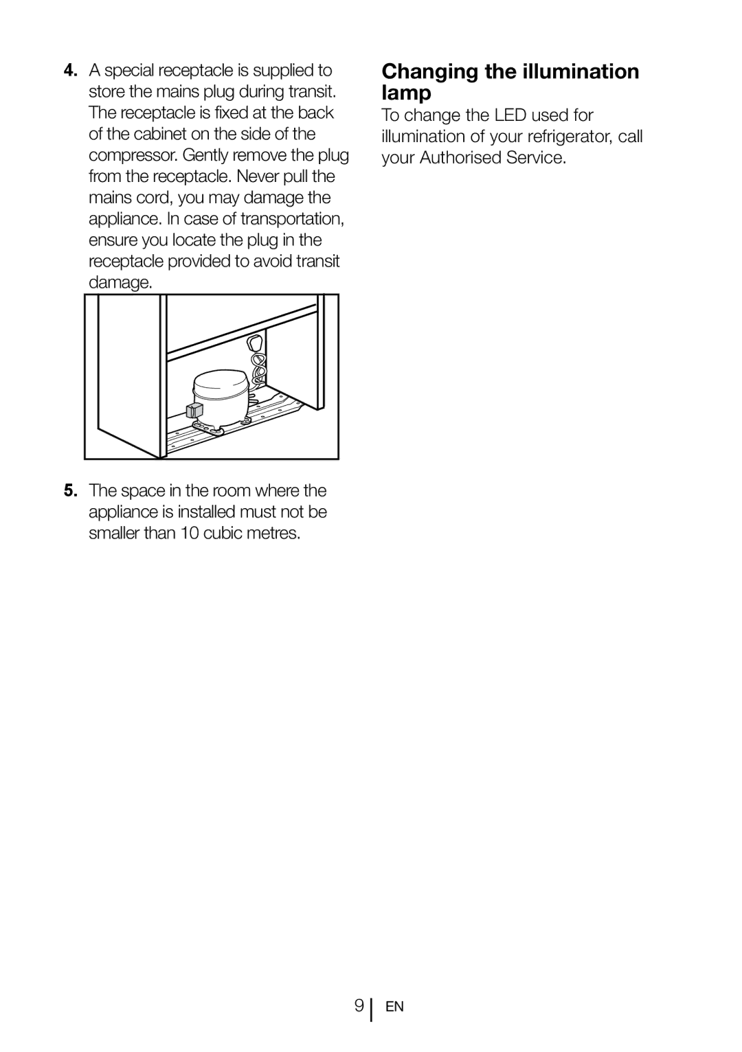 Beko lxd 6145 b manual Changing the illumination lamp 