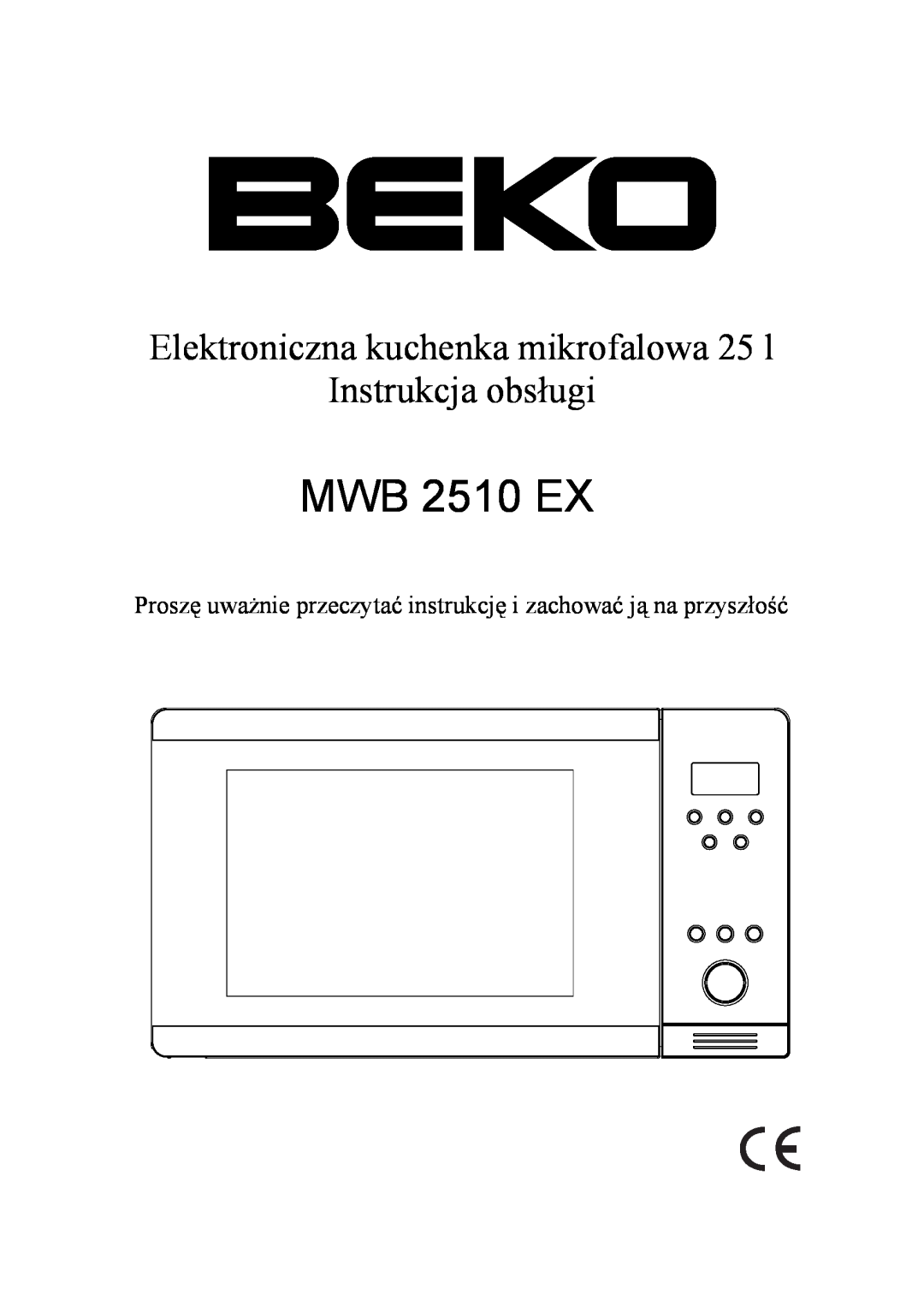 Beko MWB 2510 EX instruction manual Elektroniczna kuchenka mikrofalowa 25 l, Instrukcja obsługi 