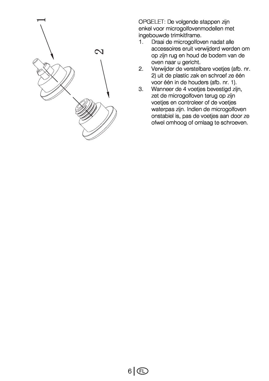 Beko MWB 2510 EX instruction manual Verwijder de verstelbare voetjes afb. nr 