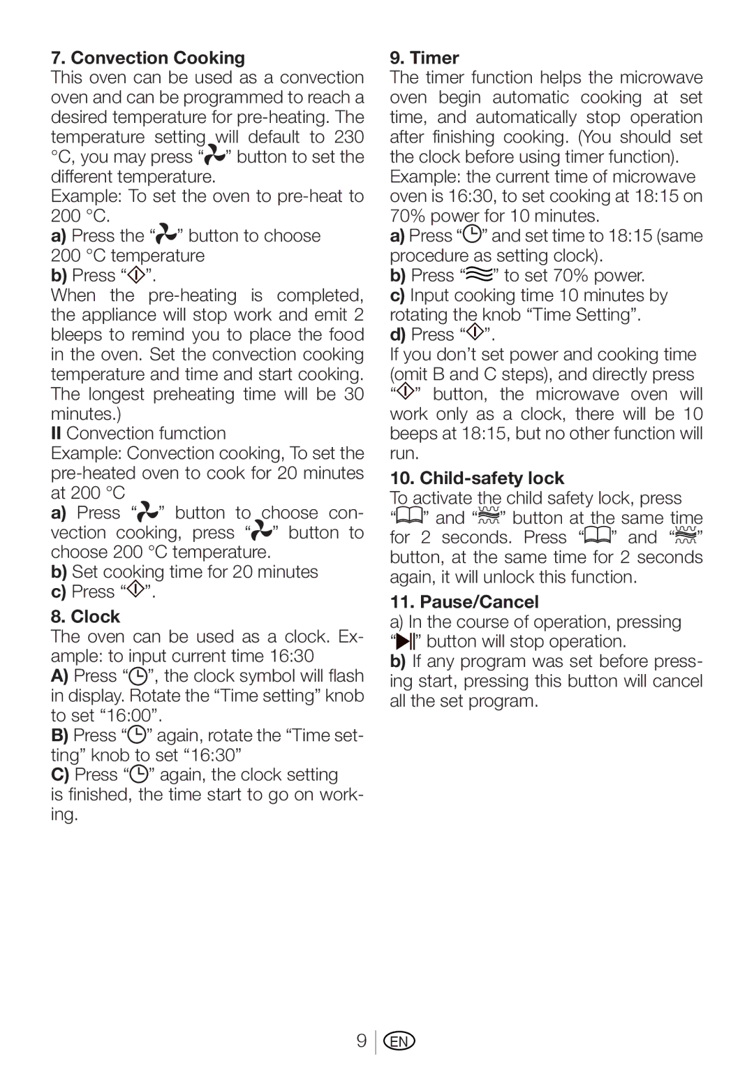 Beko MWB 3010 user manual Convection Cooking 