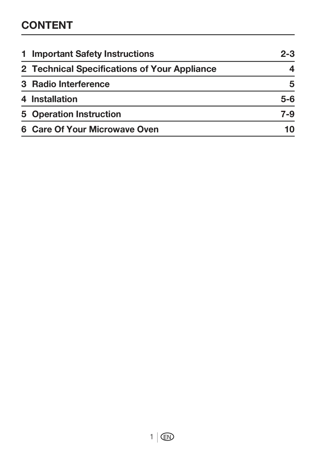 Beko MWB 3010 user manual Content 