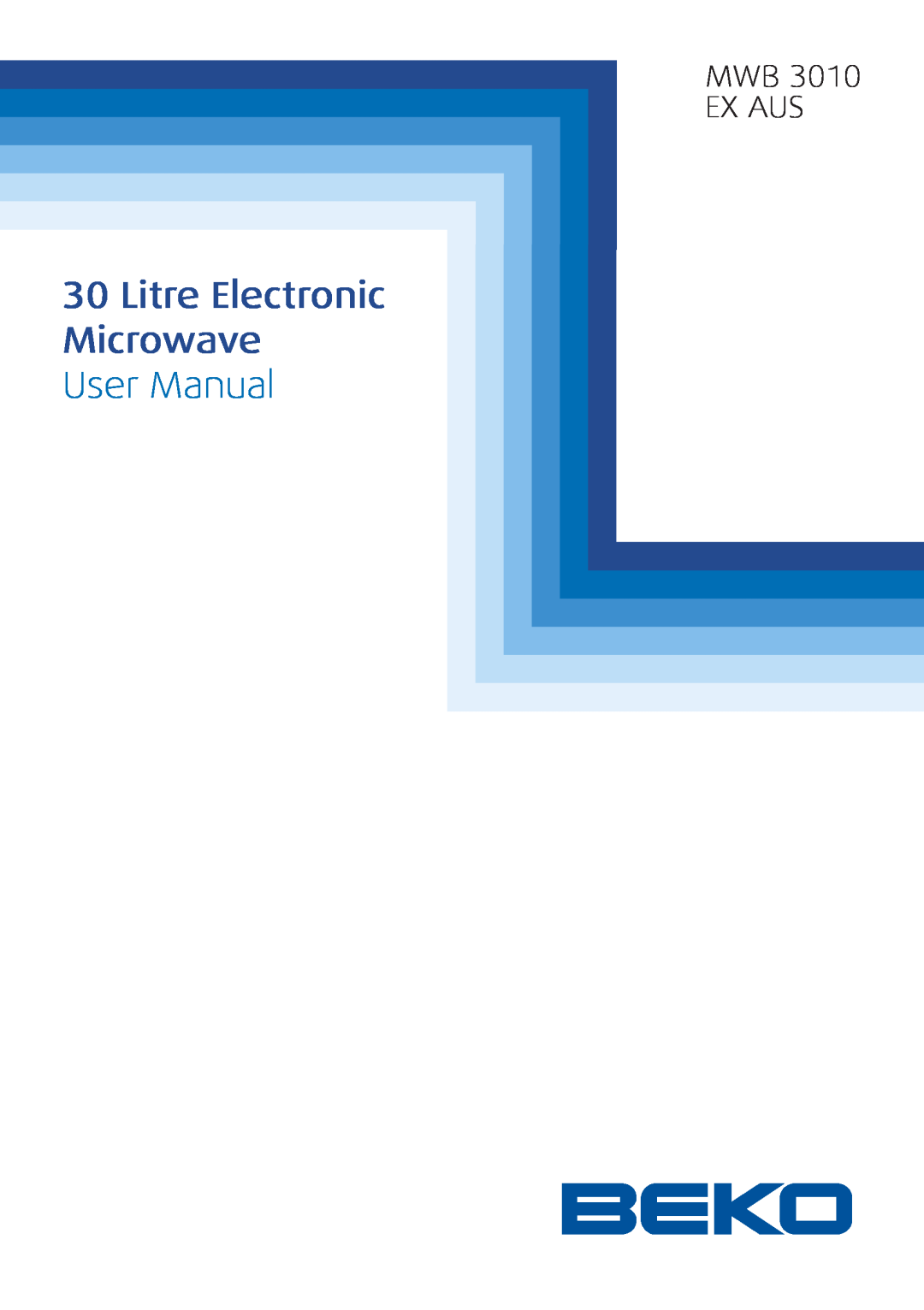 Beko MWB 3010 user manual Litre Electronic Microwave, Mwb Ex Aus 