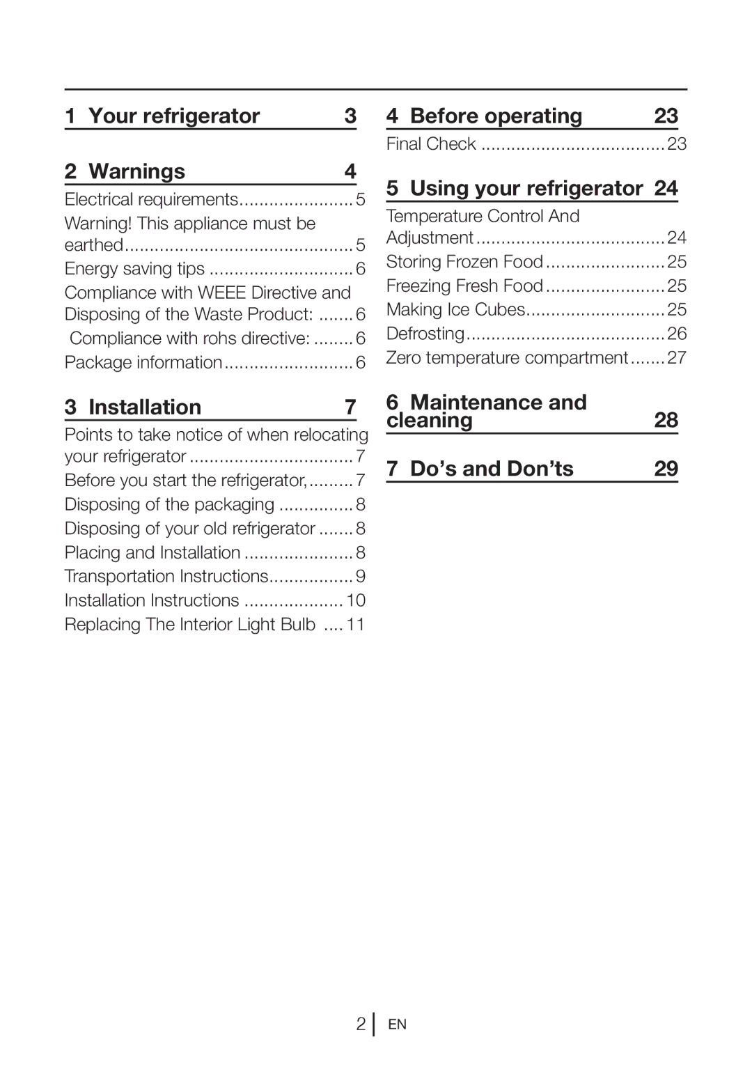 Beko QC55F manual Your refrigerator, Before operating, Using your refrigerator, Installation 