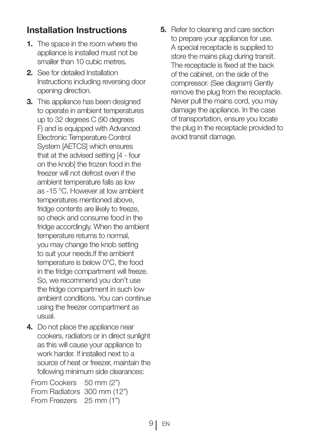 Beko QC75F manual Installation Instructions 