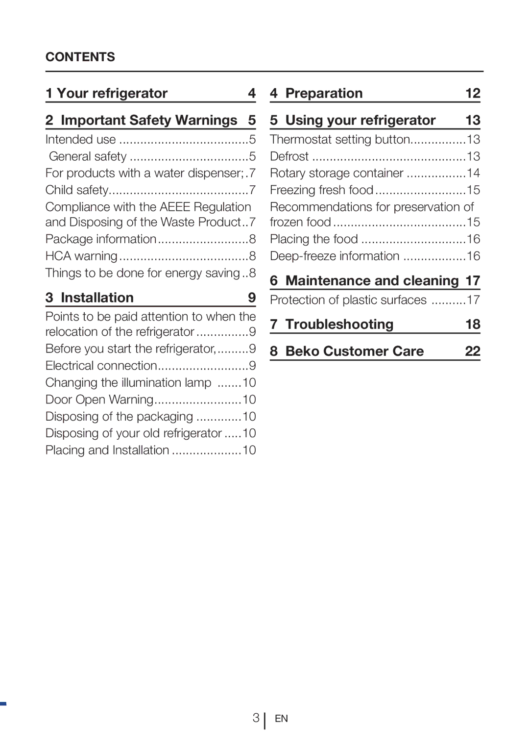 Beko SN 142030 manual Your refrigerator Important Safety Warnings, Recommendations for preservation 