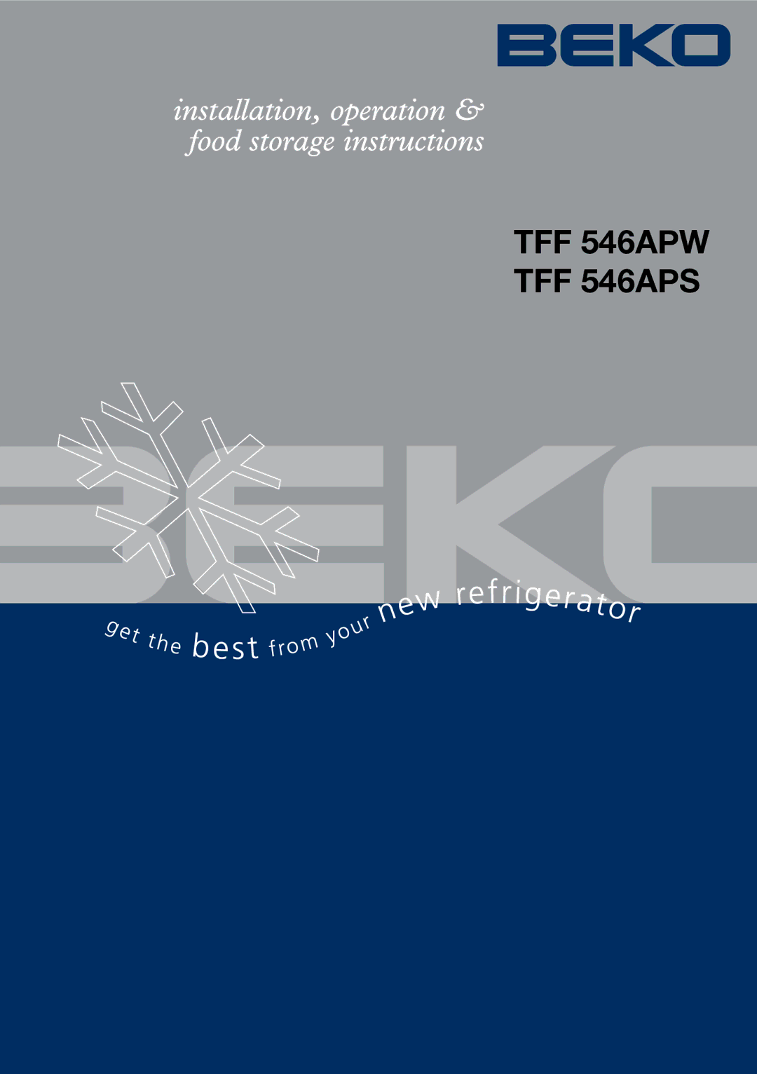 Beko TFF546APS manual TFF 546APW TFF 546APS 