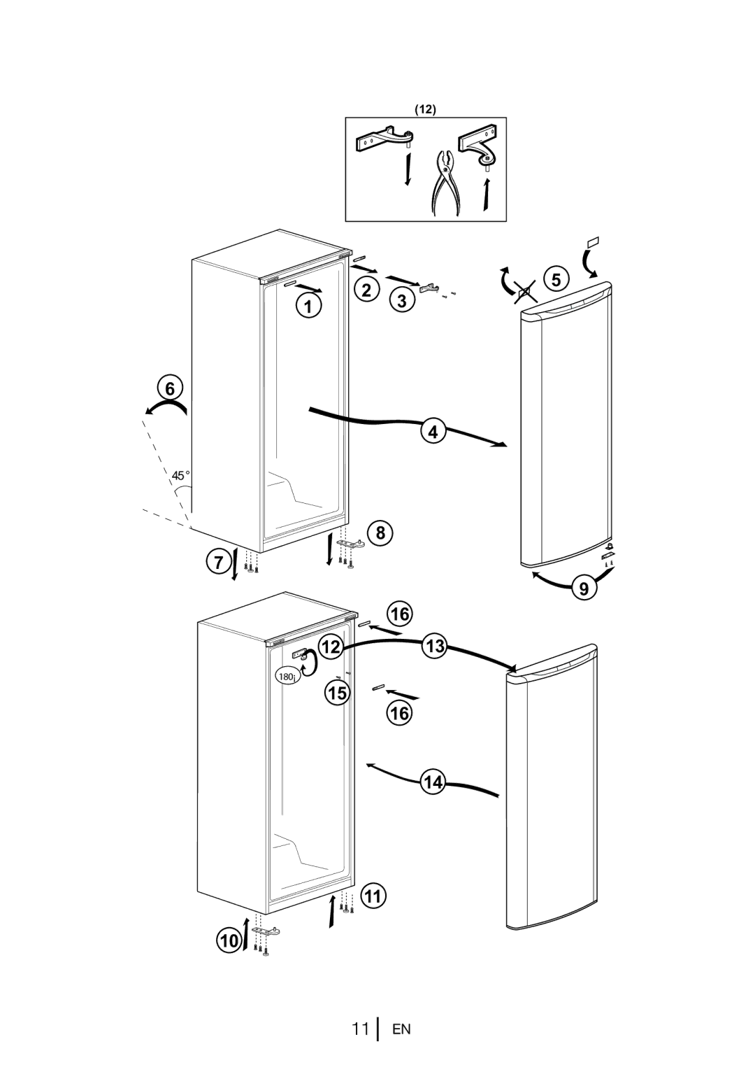 Beko TFF546APS, TFF 546APW manual 180¡ 