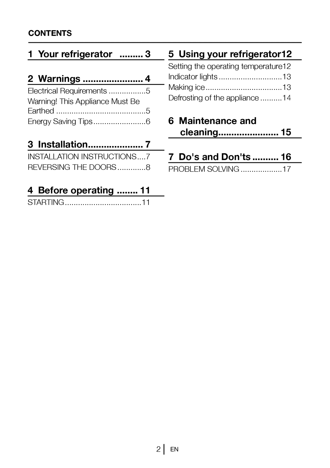 Beko TFF 546APW, TFF546APS manual Your refrigerator, Installation, Before operating, Using your refrigerator12 