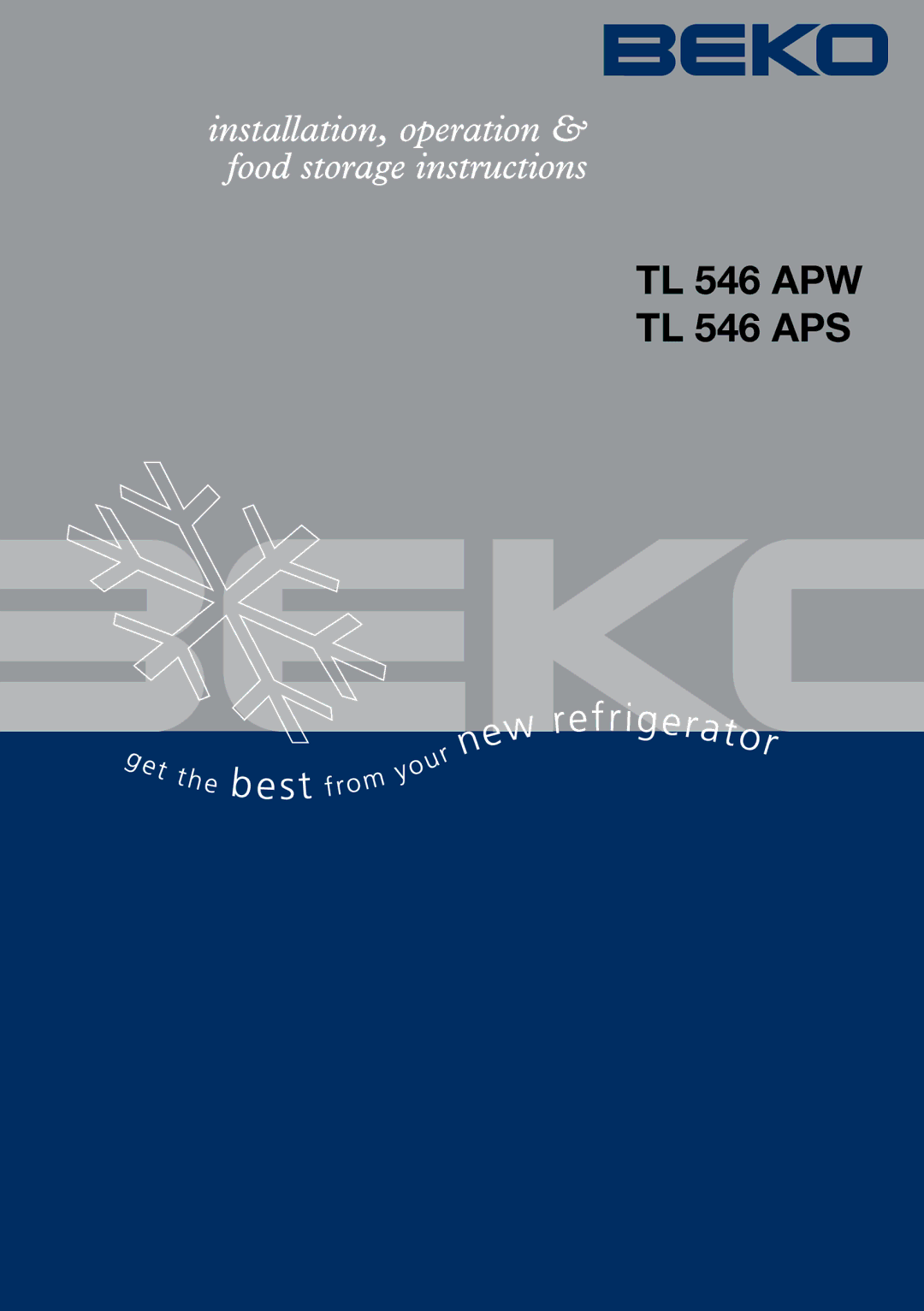 Beko manual TL 546 APW TL 546 APS 