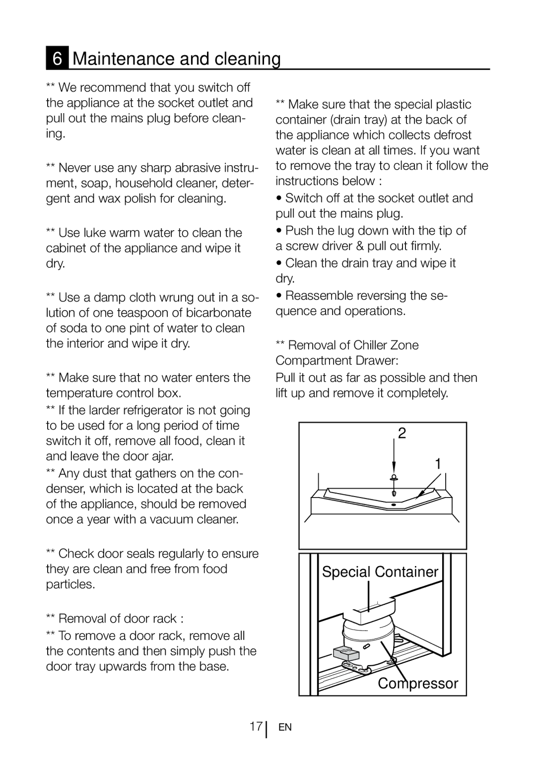 Beko TL 685 APW manual Maintenance and cleaning 