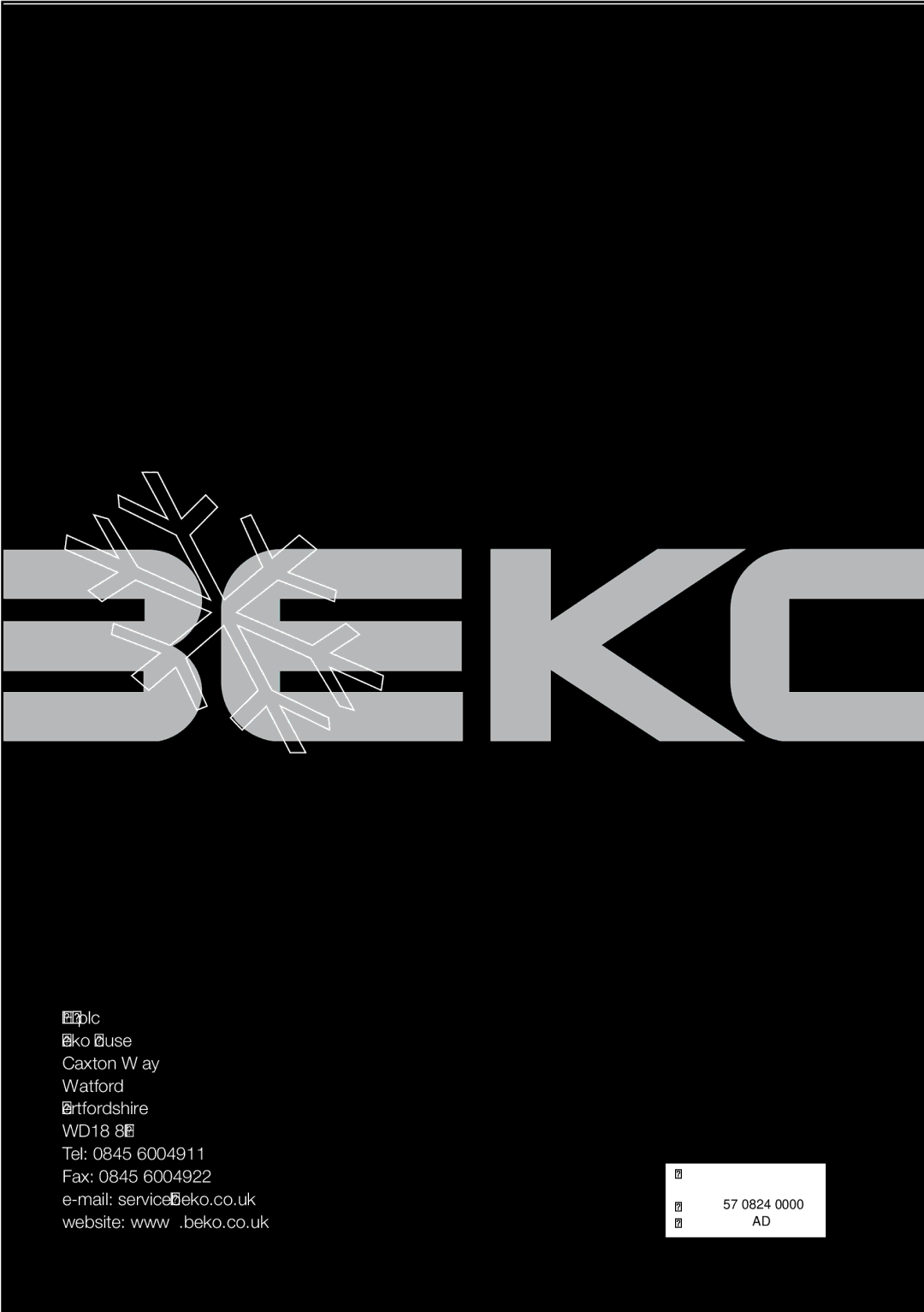 Beko TL 685 APW manual Part no 57 0824 