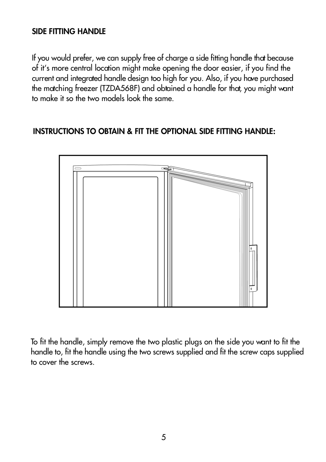 Beko TLDA 567 manual Side Fitting Handle 