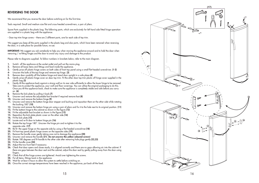 Beko TLDA 662 manual Remove the kick plate by pulling it back.7 