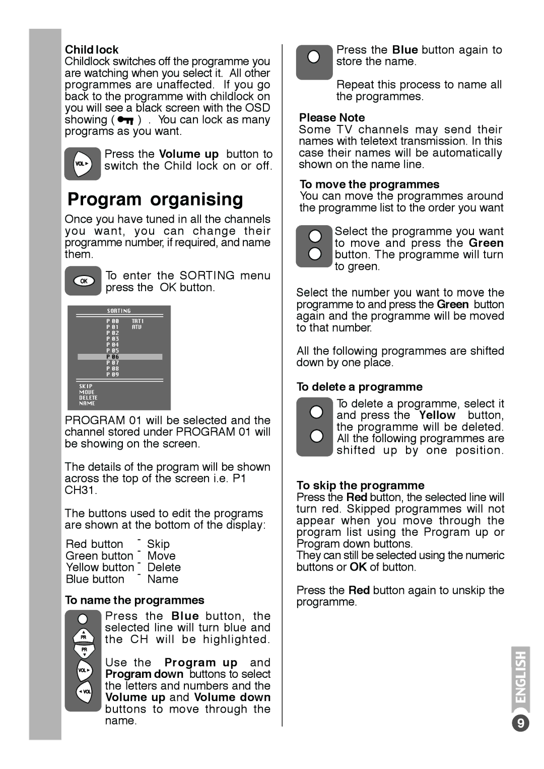 Beko tr7854070200 manual Program organising 