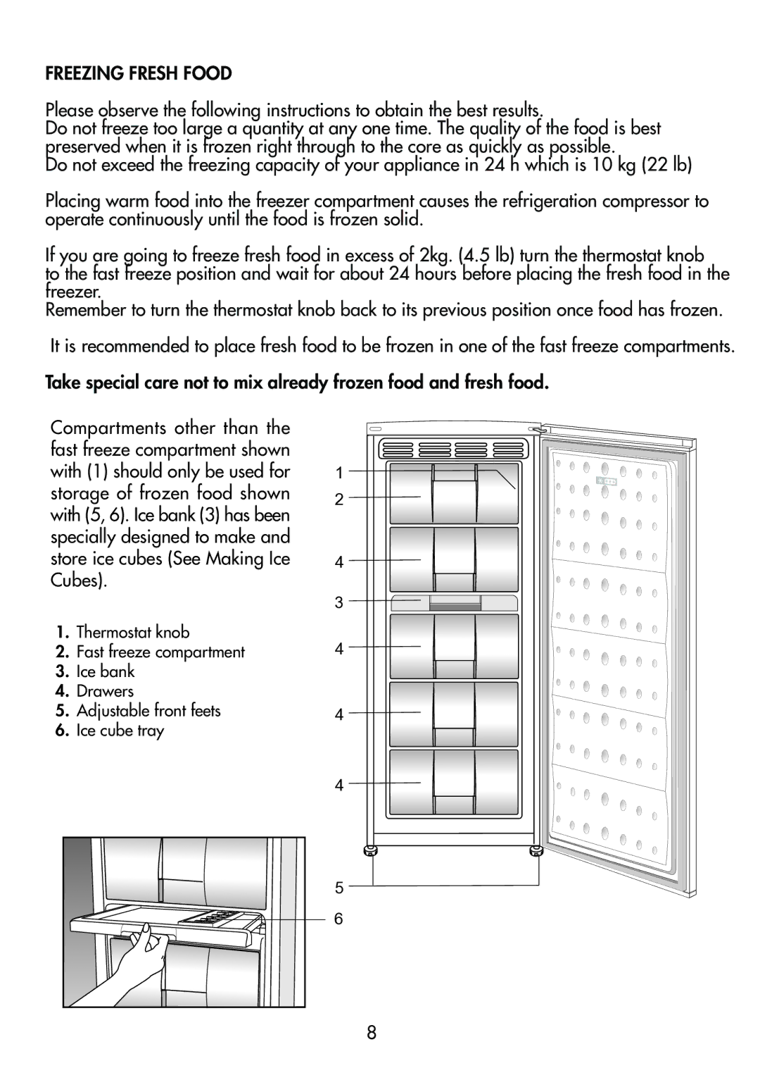 Beko TZDA 504 F manual Freezing Fresh Food 