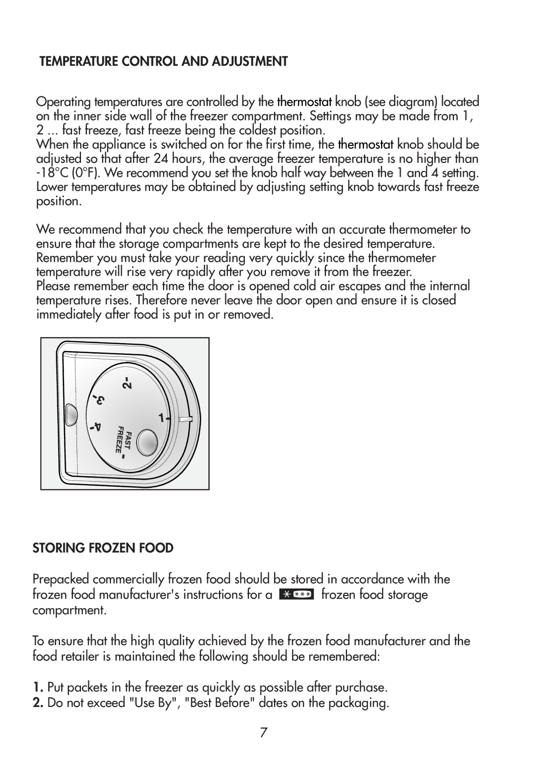 Beko TZDA 504 F manual Temperature Control and Adjustment 