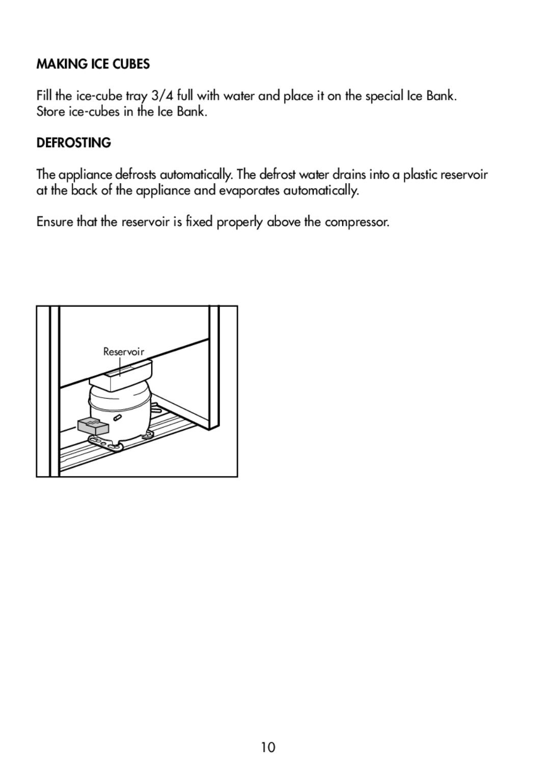 Beko TZDA 568 FW, TZDA 568 FS manual Reservoir 