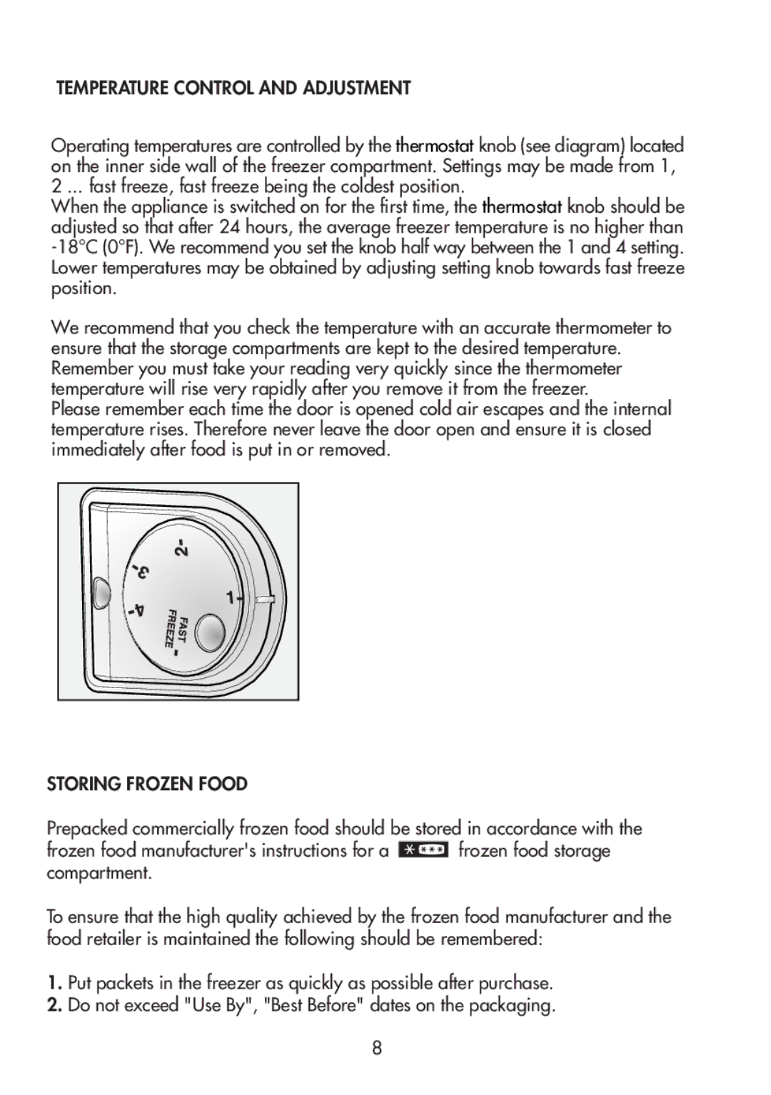 Beko TZDA 568 FW, TZDA 568 FS manual Temperature Control and Adjustment 