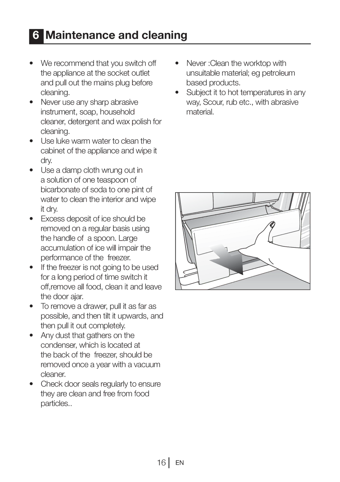 Beko UFC524W manual Maintenance and cleaning 