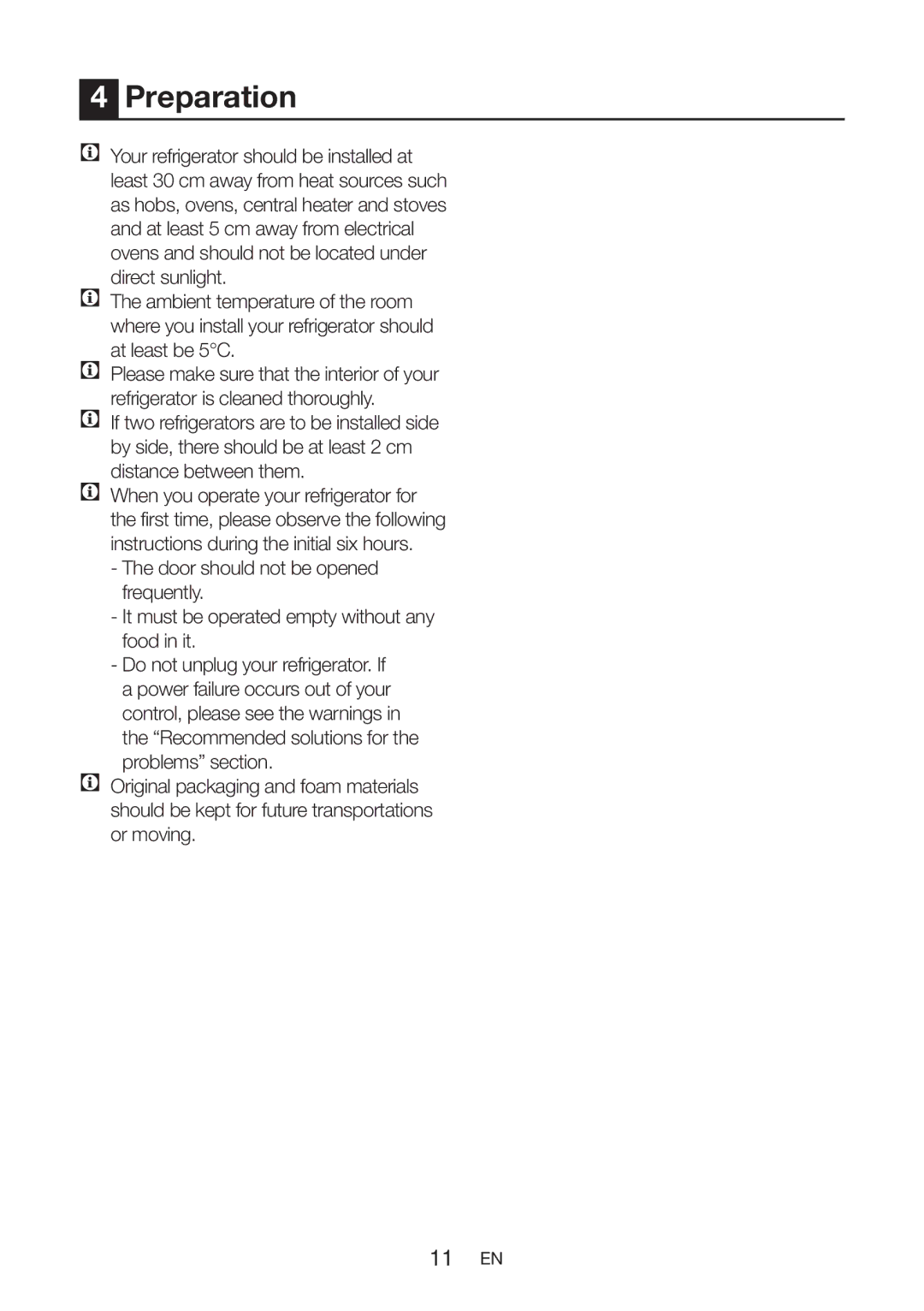 Beko UL483APW manual Preparation 