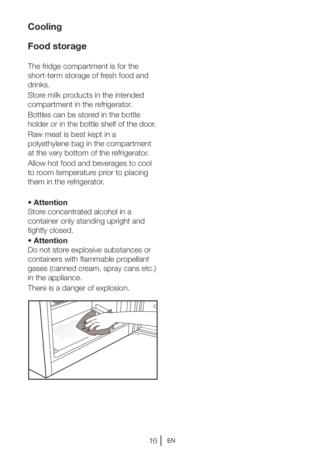 Beko UR483APW manual Cooling Food storage 