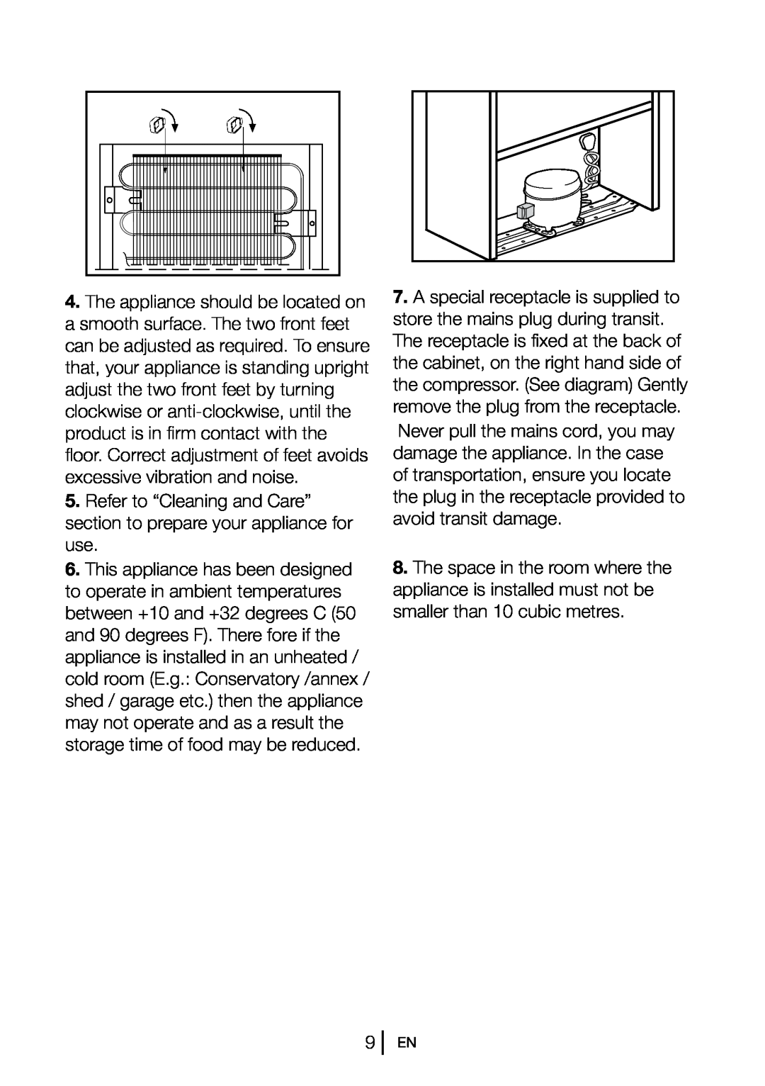 Beko UR584APW, UR584APS manual Refer to “Cleaning and Care” section to prepare your appliance for use 