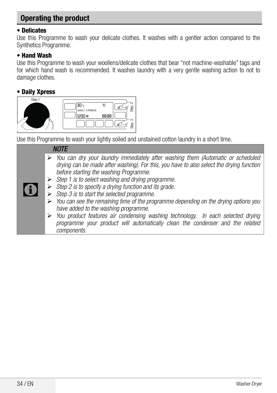 Beko WDA 8514 H user manual 34 / EN 