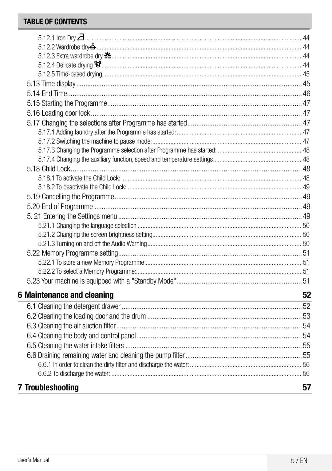 Beko WDA 8514 H user manual Maintenance and cleaning, Troubleshooting 