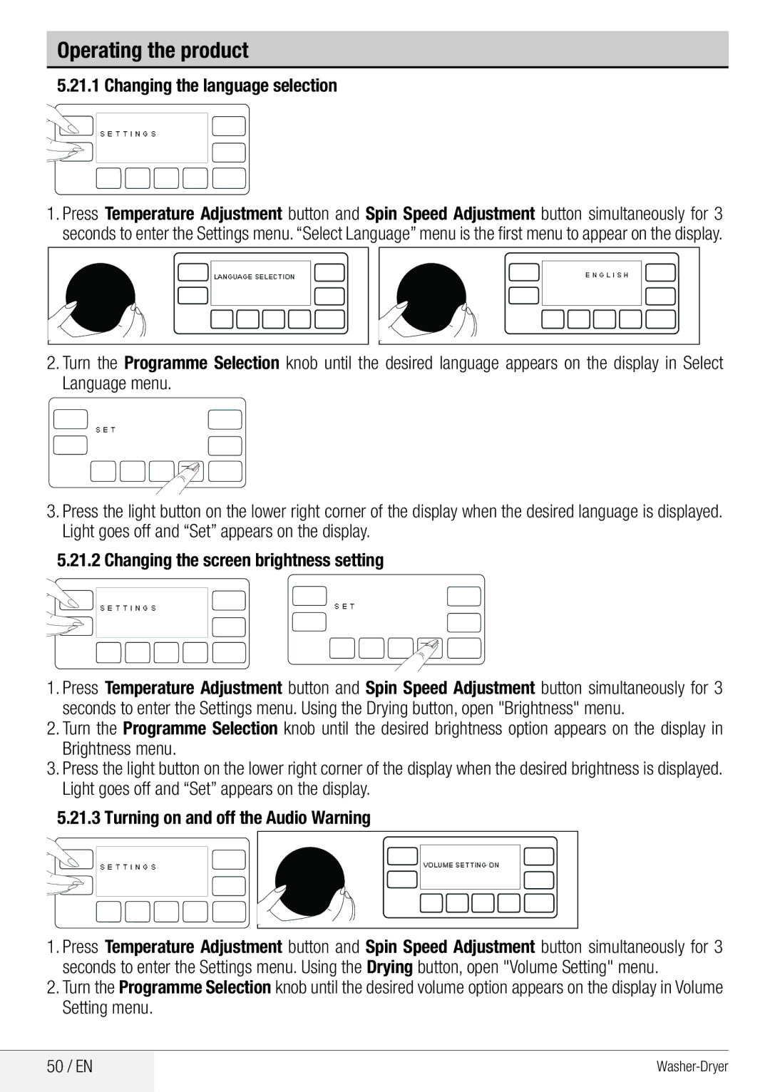 Beko WDA 8514 H user manual T T I N G S 