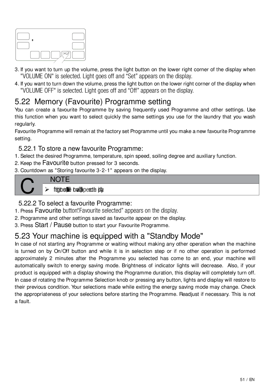 Beko WDA 91440 W user manual Memory Favourite Programme setting, Your machine is equipped with a Standby Mode 