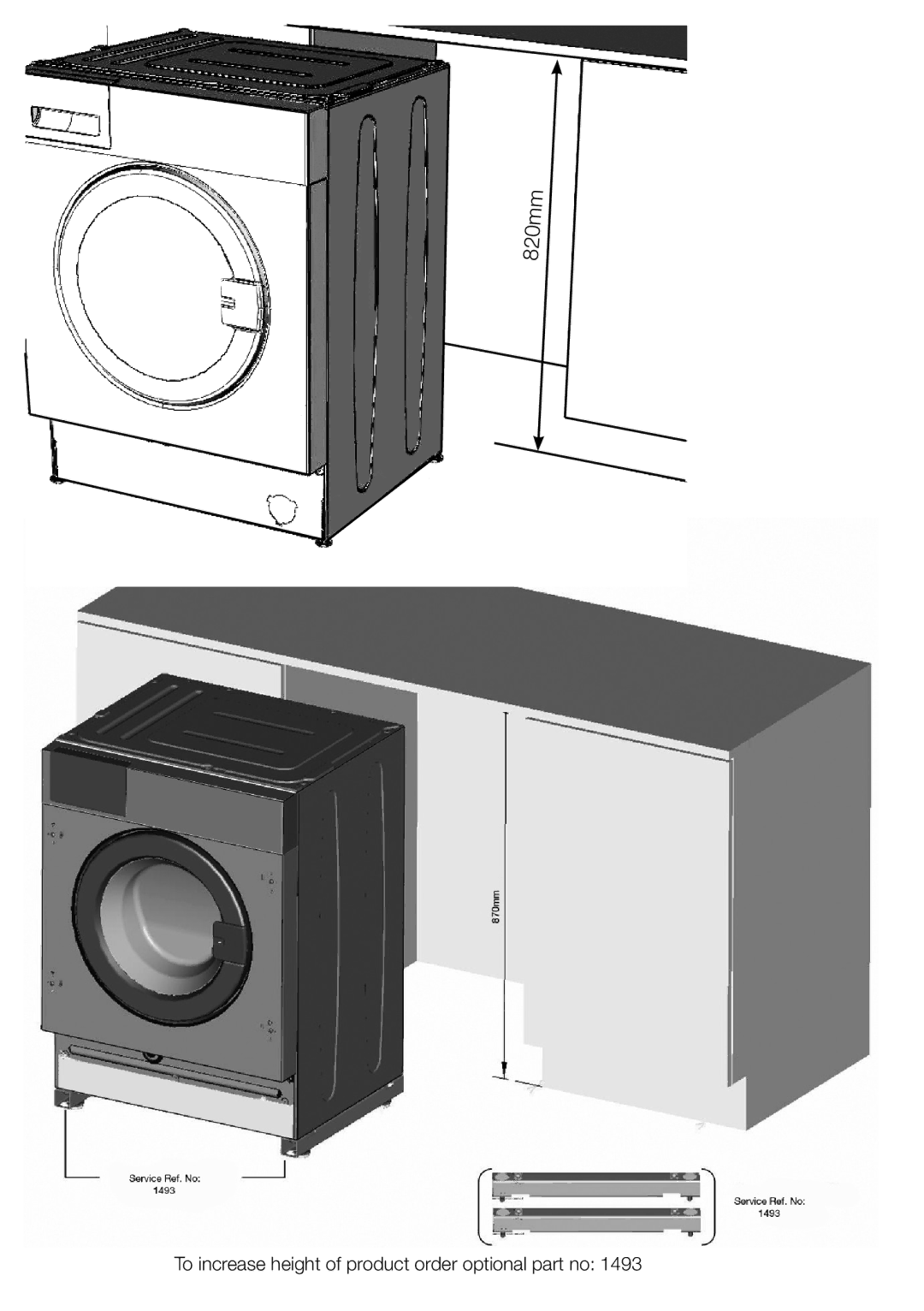 Beko WI 1382 user manual To increase height of product order optional part no 