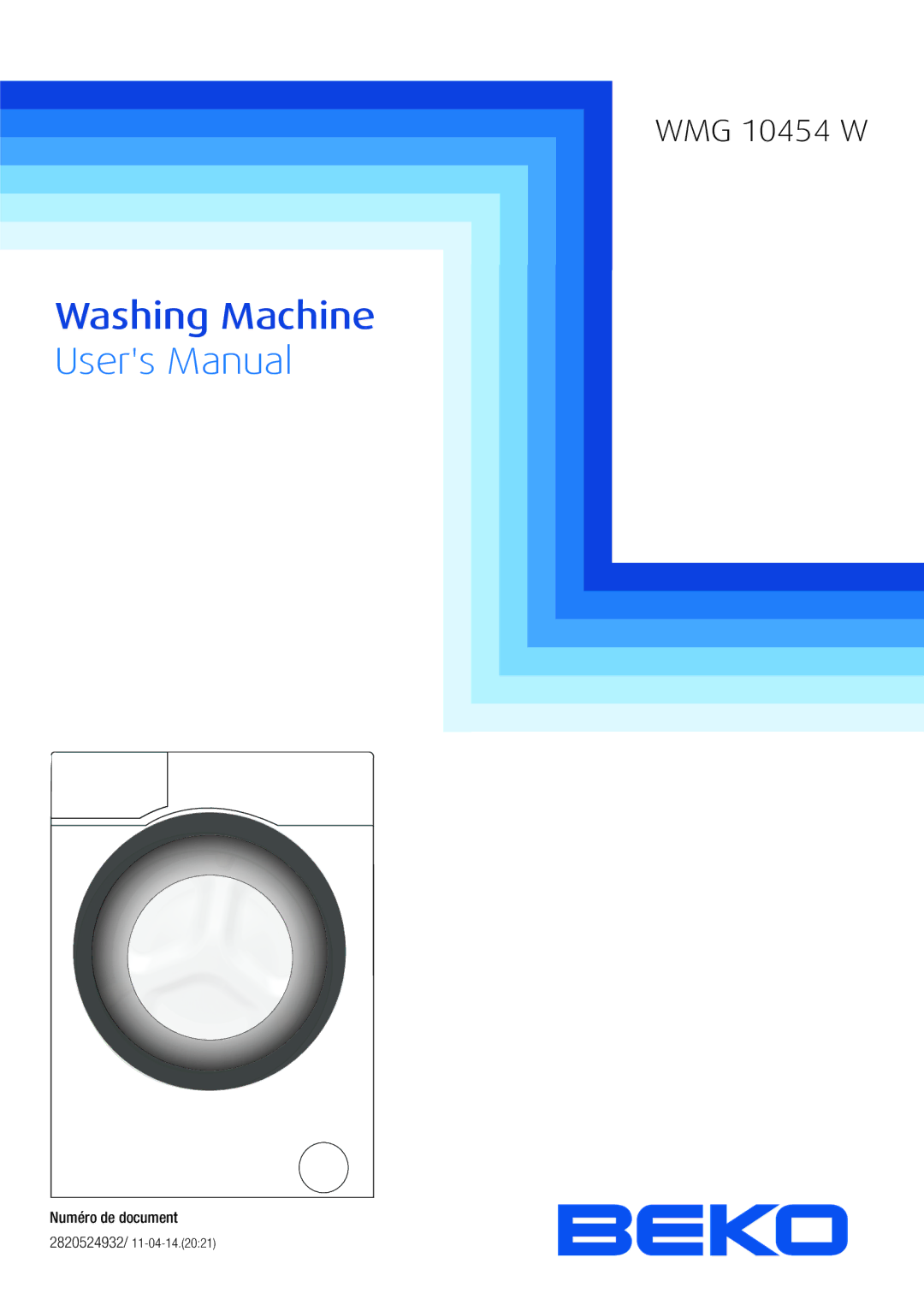 Beko WMG 10454 W user manual Washing Machine 