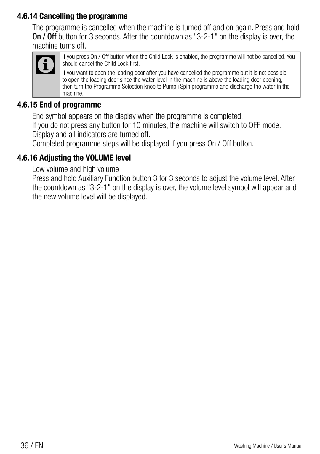 Beko WMG 10454 W user manual 36 / EN 