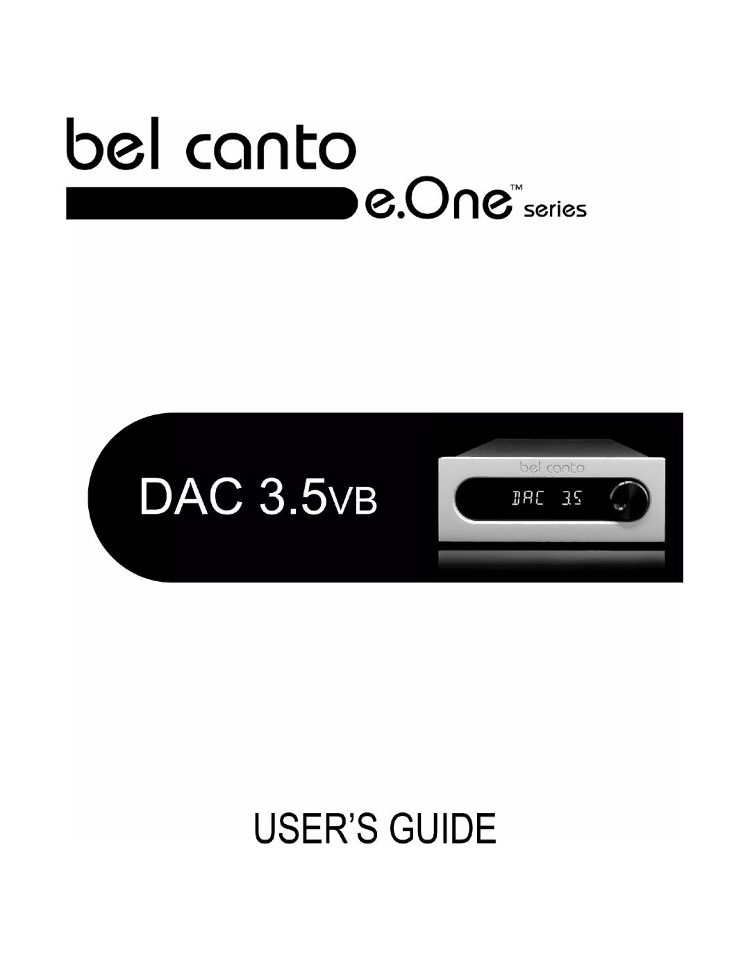 Bel Canto Design DAC3.5VB manual 