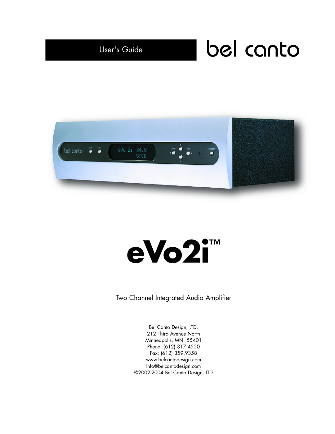 Bel Canto Design eVo2iTM manual Users Guide 