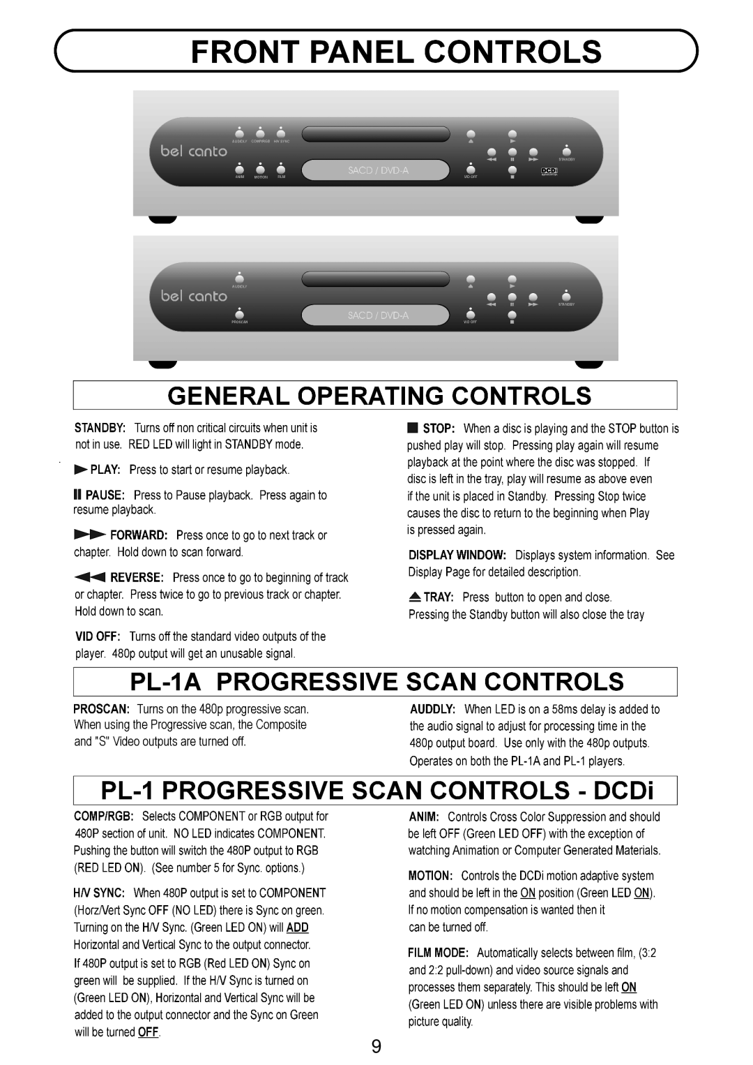 Bel Canto Design PL-1A manual 