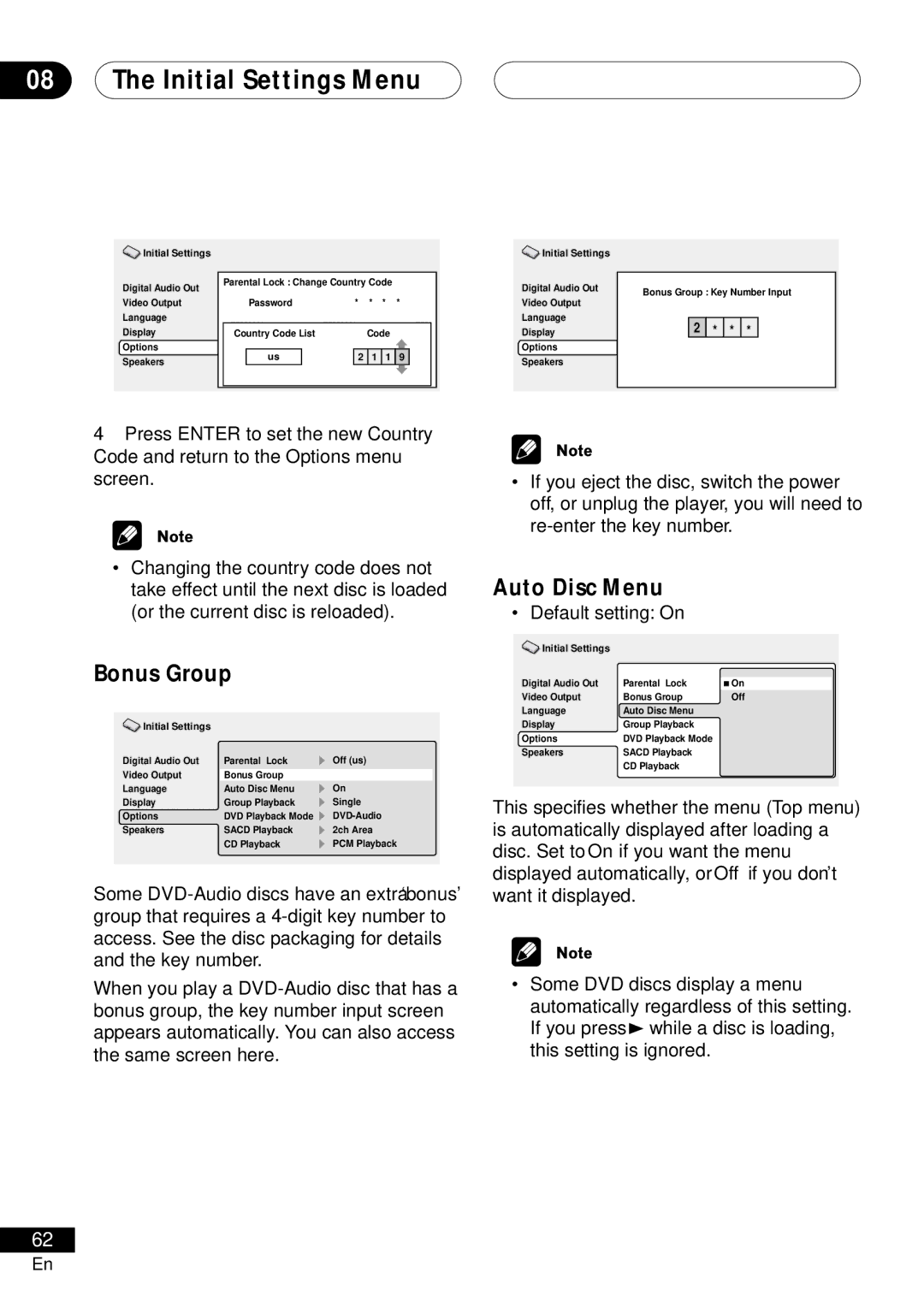 Bel Canto Design PL-1A manual Bonus Group, Auto Disc Menu 