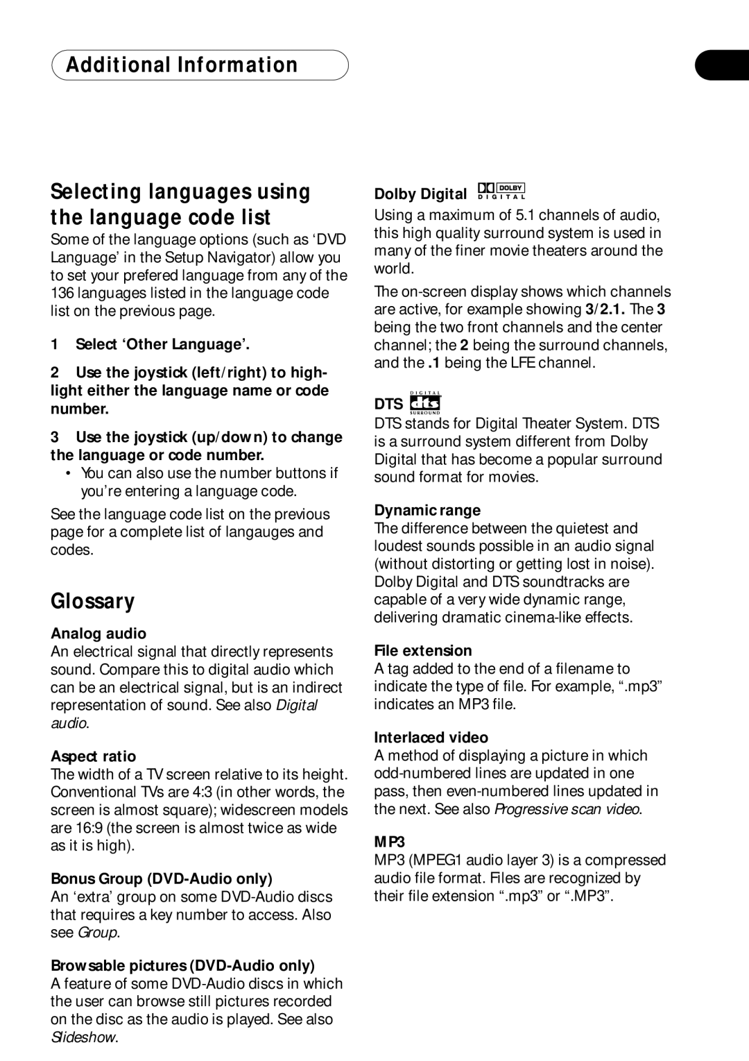 Bel Canto Design PL-1A manual Glossary 