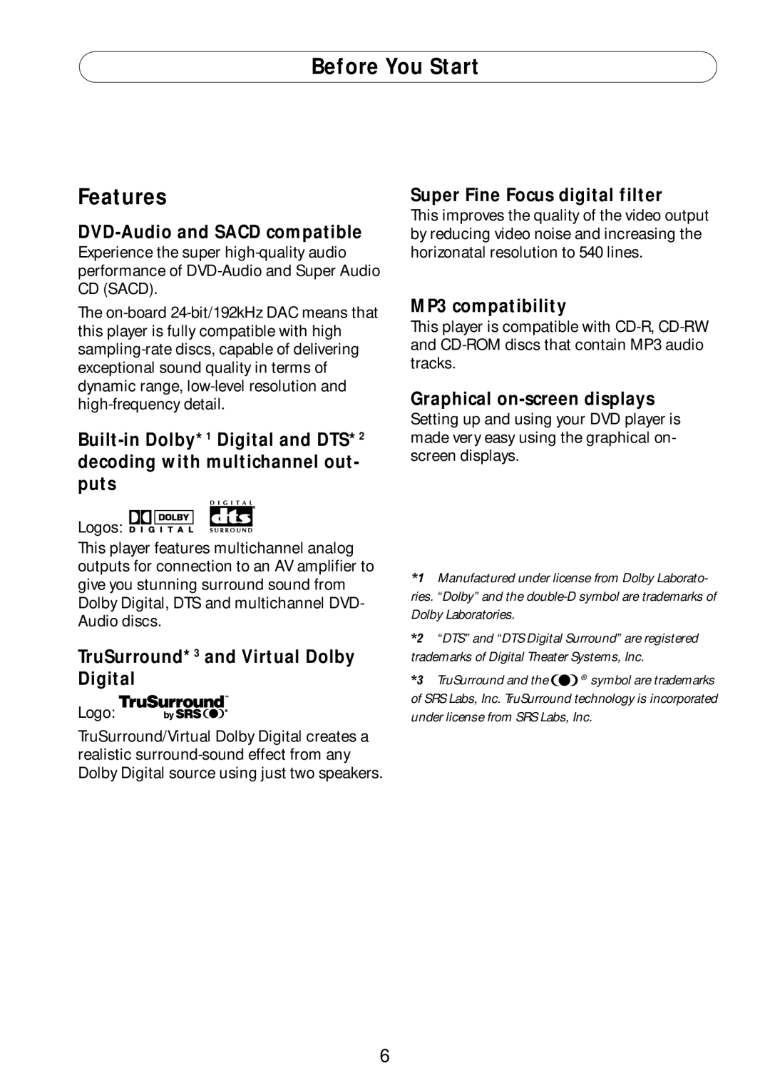 Bel Canto Design PL-1A manual Before You Start Features, DVD-Audio and Sacd compatible 