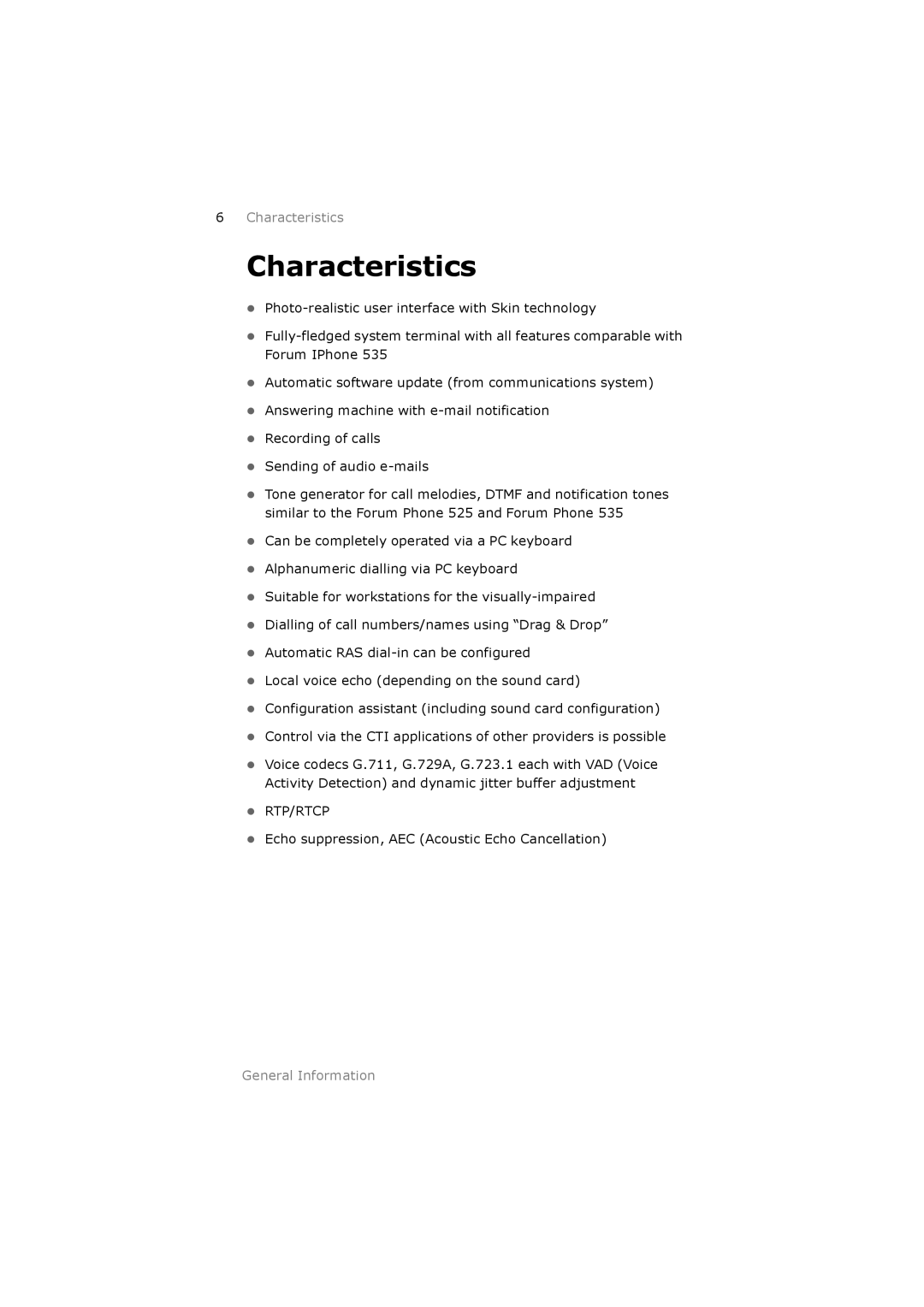 Belgacom 500 manual Characteristics 