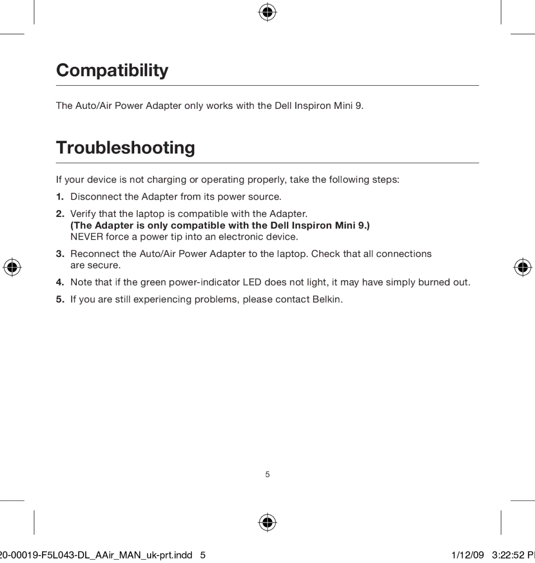 Belkin 0-00019-F5L043 user manual Compatibility, Troubleshooting 