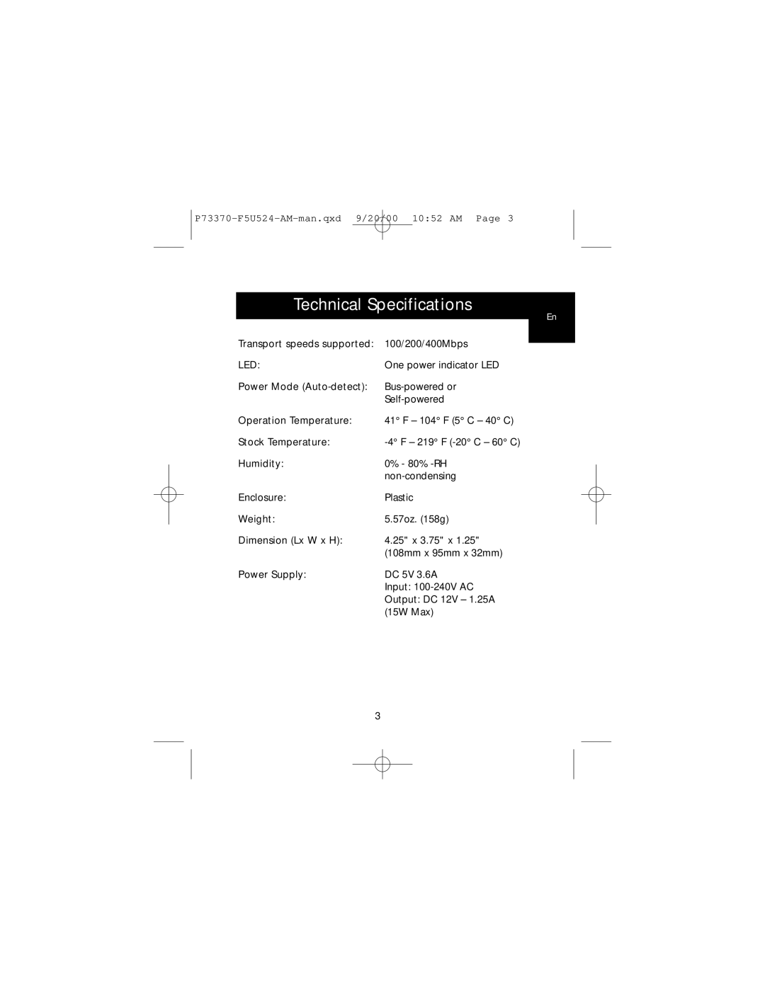 Belkin 1394 user manual Technical Specifications 