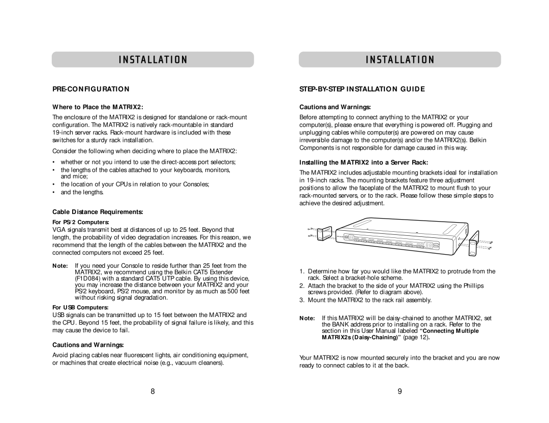 Belkin 2 Series user manual Sta L L At I O N, Pre-Configuration, STEP-BY-STEP Installation Guide 