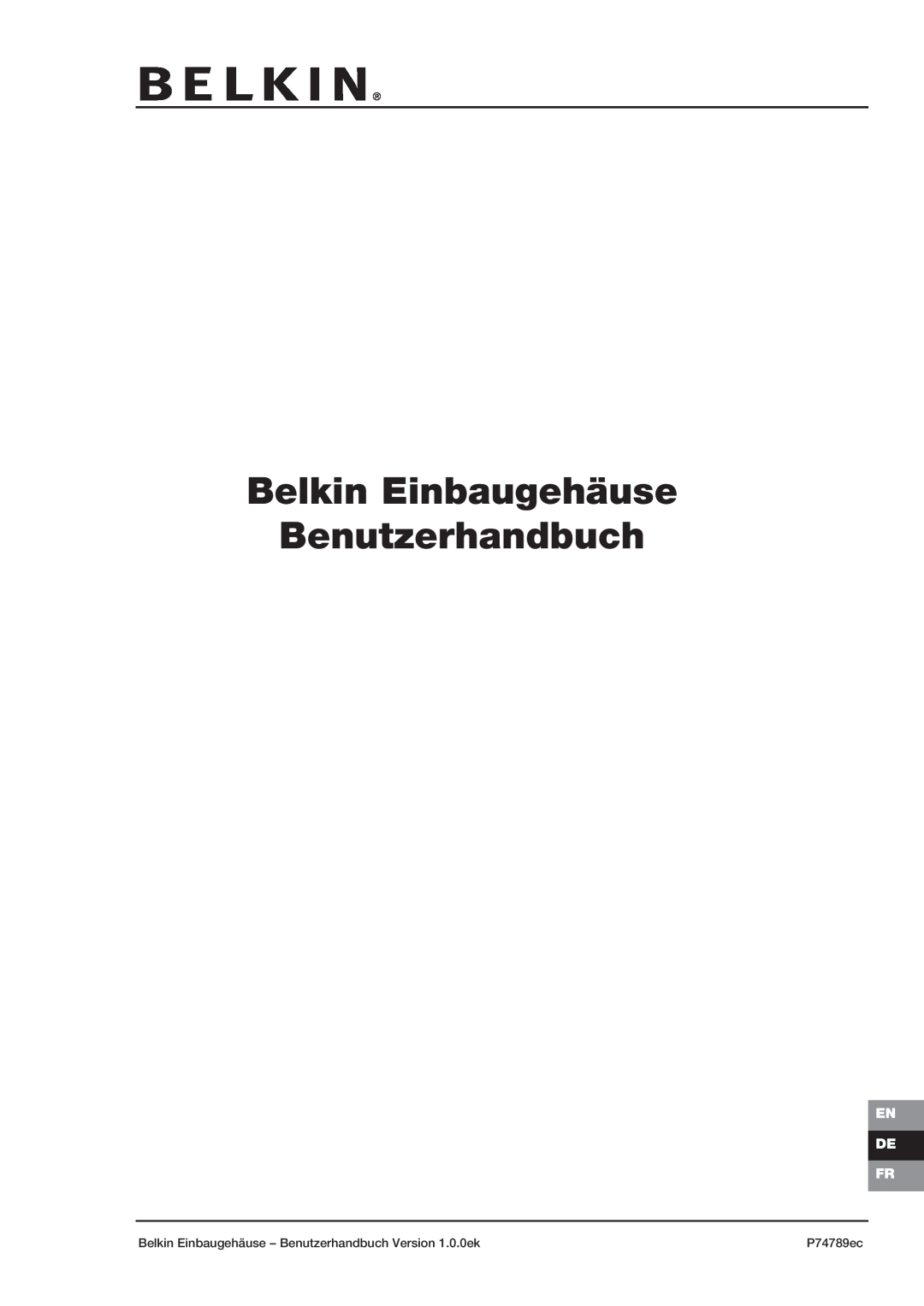 Belkin 42U Belkin Einbaugehäuse Benutzerhandbuch, En De Fr, Belkin Einbaugehäuse - Benutzerhandbuch Version 1.0.0ek 