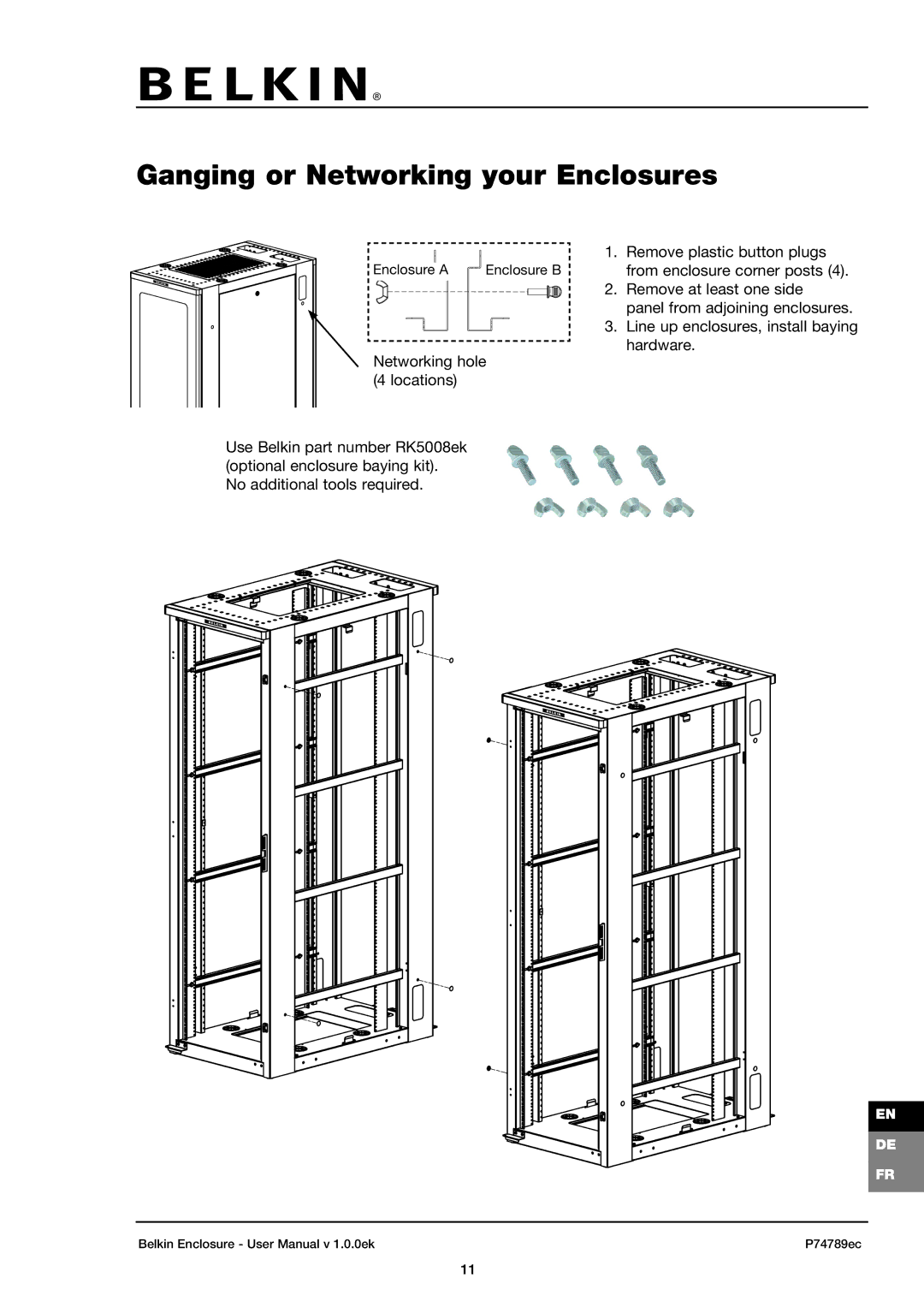 Belkin 42U user manual Ganging or Networking your Enclosures 