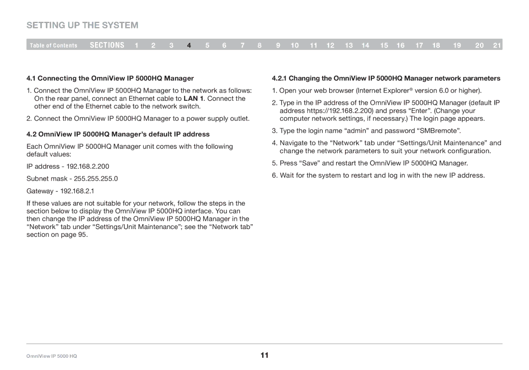 Belkin user manual Setting Up the System, Connecting the OmniView IP 5000HQ Manager 